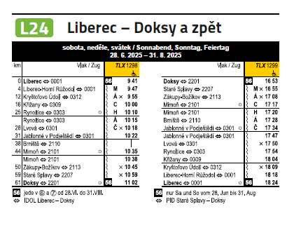 Jizdní rad linka L24 machac