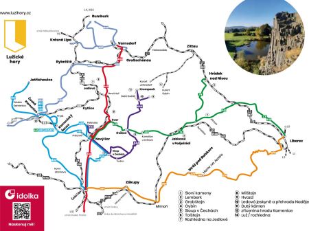 Mapa víkendové linky Lužické hory