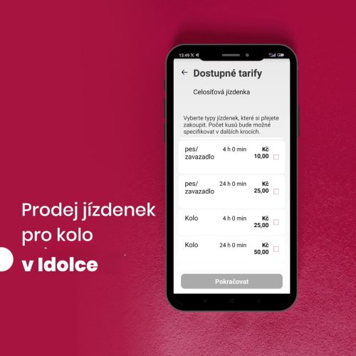 Prodej jízdenek pro jízdní kola v aplikaci Idolka je hračka!