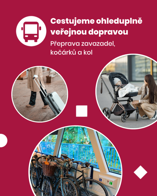 Cestujme ohleduplně s kočárky, zavazadly a koly